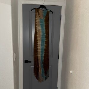 T Party Fashion Teal and Brown Tie-Dye Dress